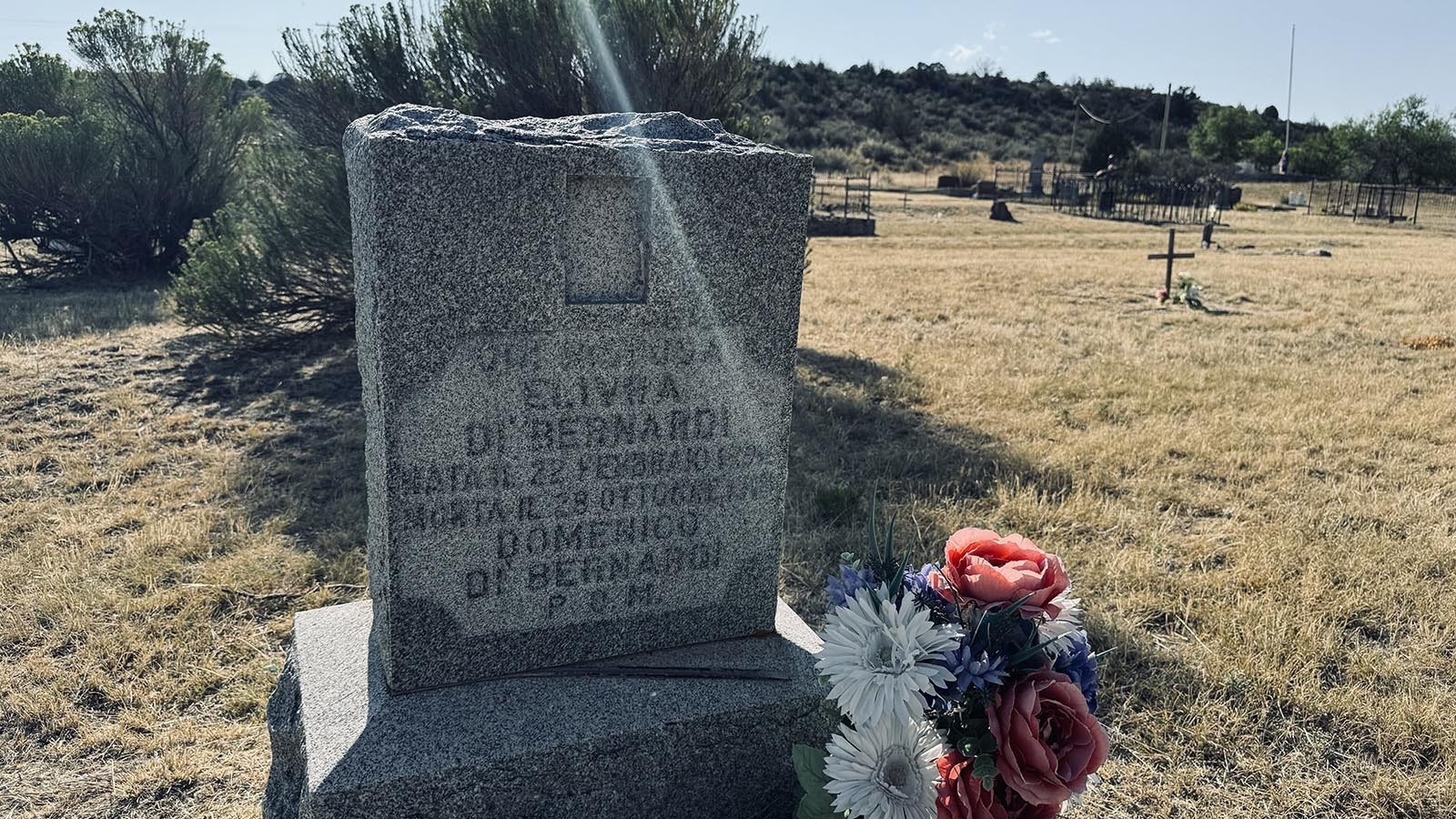 Several tombstones show where Italian descendants of early life in Hartville are buried. Many of these Italian immigrants came to Hartville to mine in the hematite iron ore mine in Sunrise.