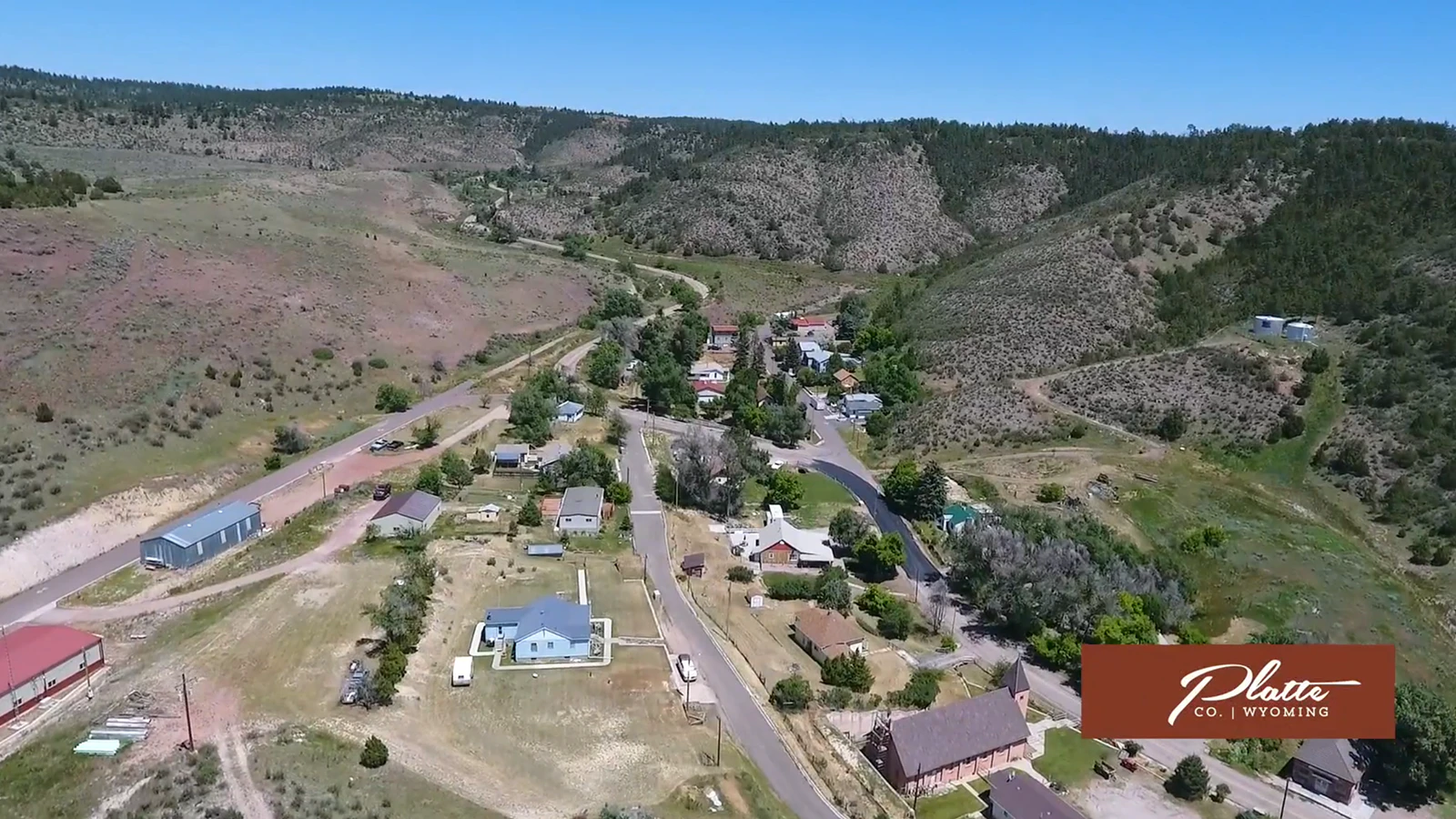 An aerial view of the town of Hartville, Wyoming.