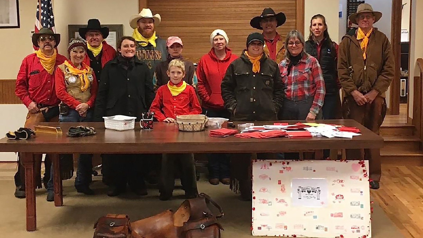 Friends of Hartville with valentines delivered by the Pony Express to get the 2024 Hartville Valentine's Day stamp.