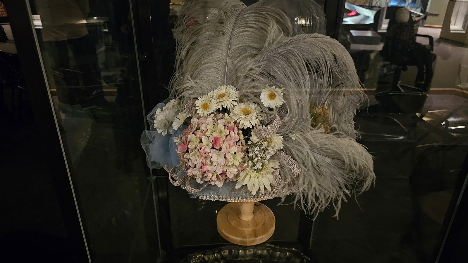 The hats in this display case have been known to come flying off their pedestals for no reason that's discernible.