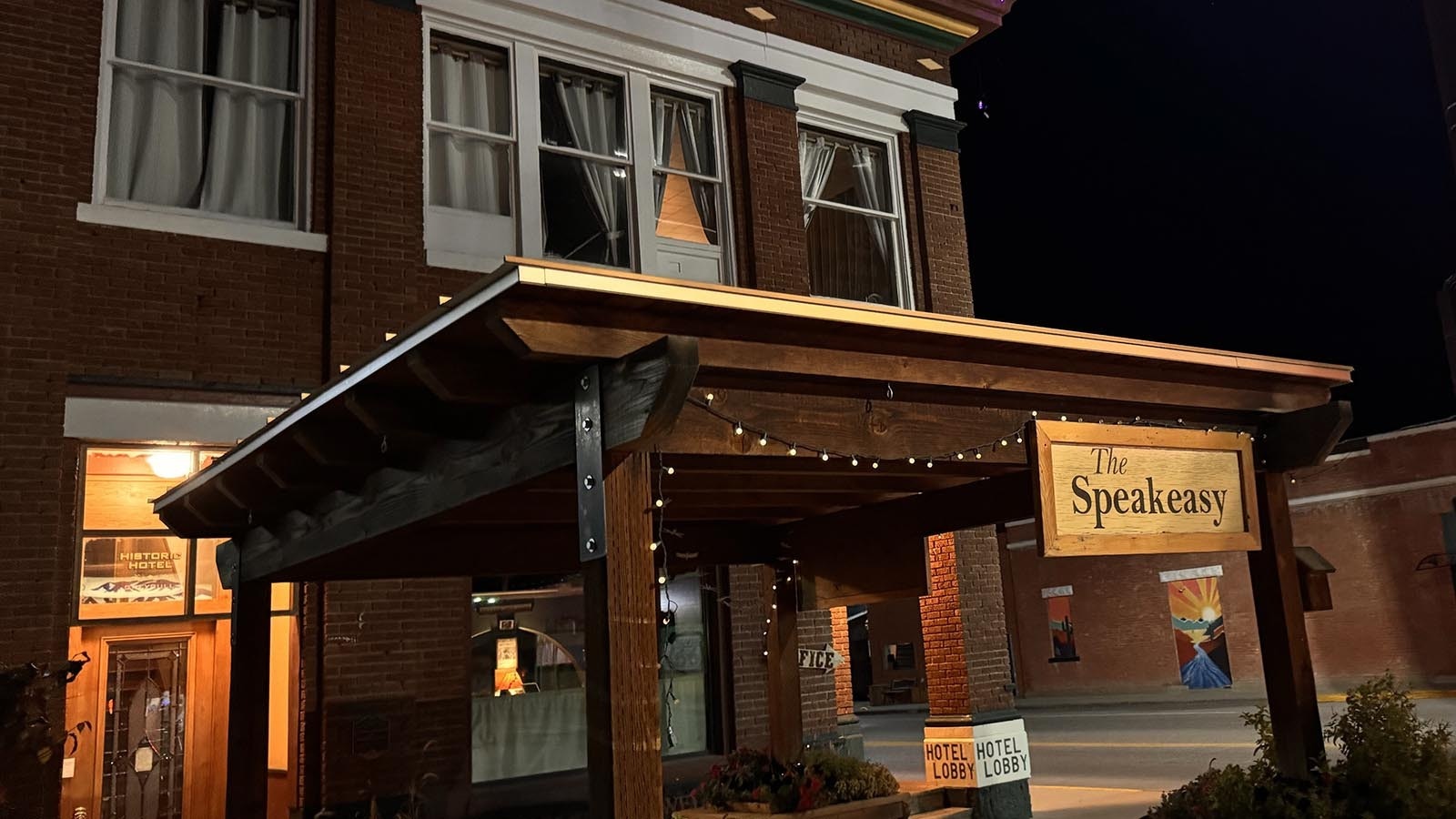 The former bank was converted into a legal non-alcoholic bar and illegal Speakeasy during Prohibition in Greybull, Wyoming.