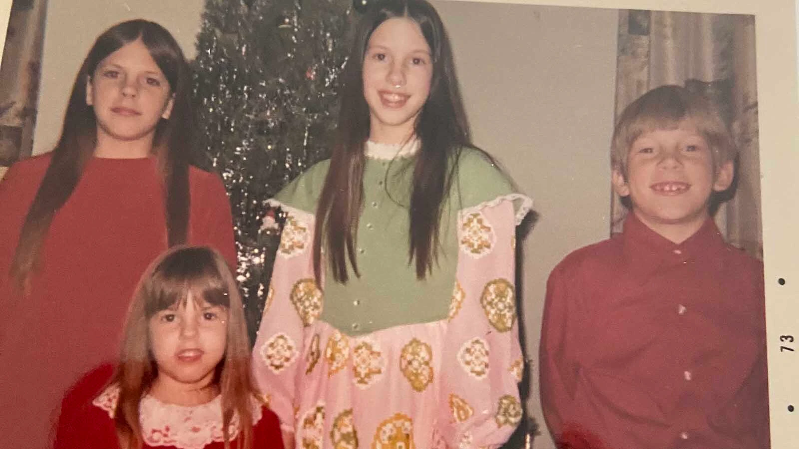 Tammara Herden, left, with her brother and two sisters just months before Amy Burridge and Becky Thomsen were abducted.