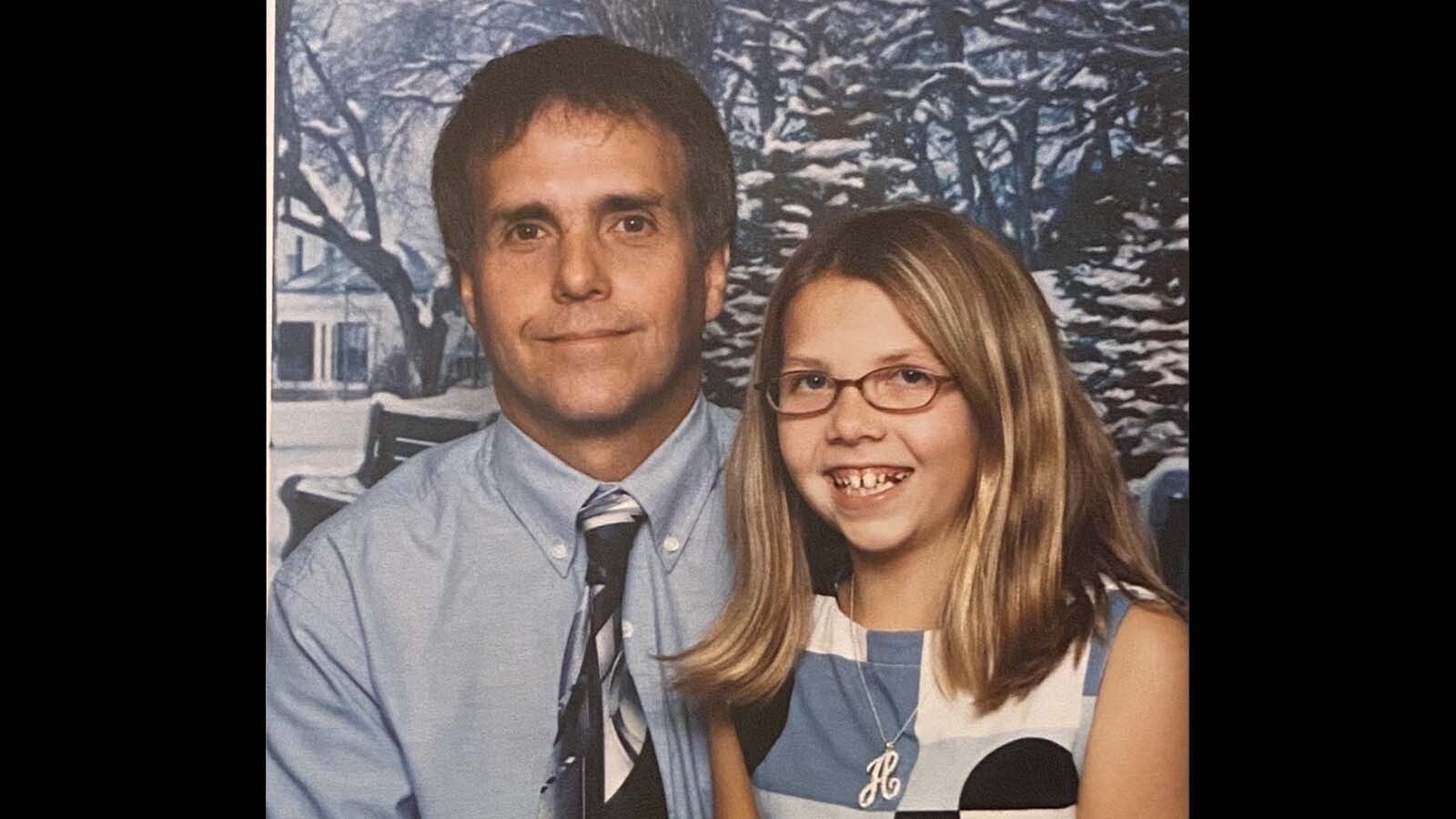 A young Haylee Reay poses with her dad Brad in a family photo. Brad would go on to murder his wife and try to blame Haylee for it.