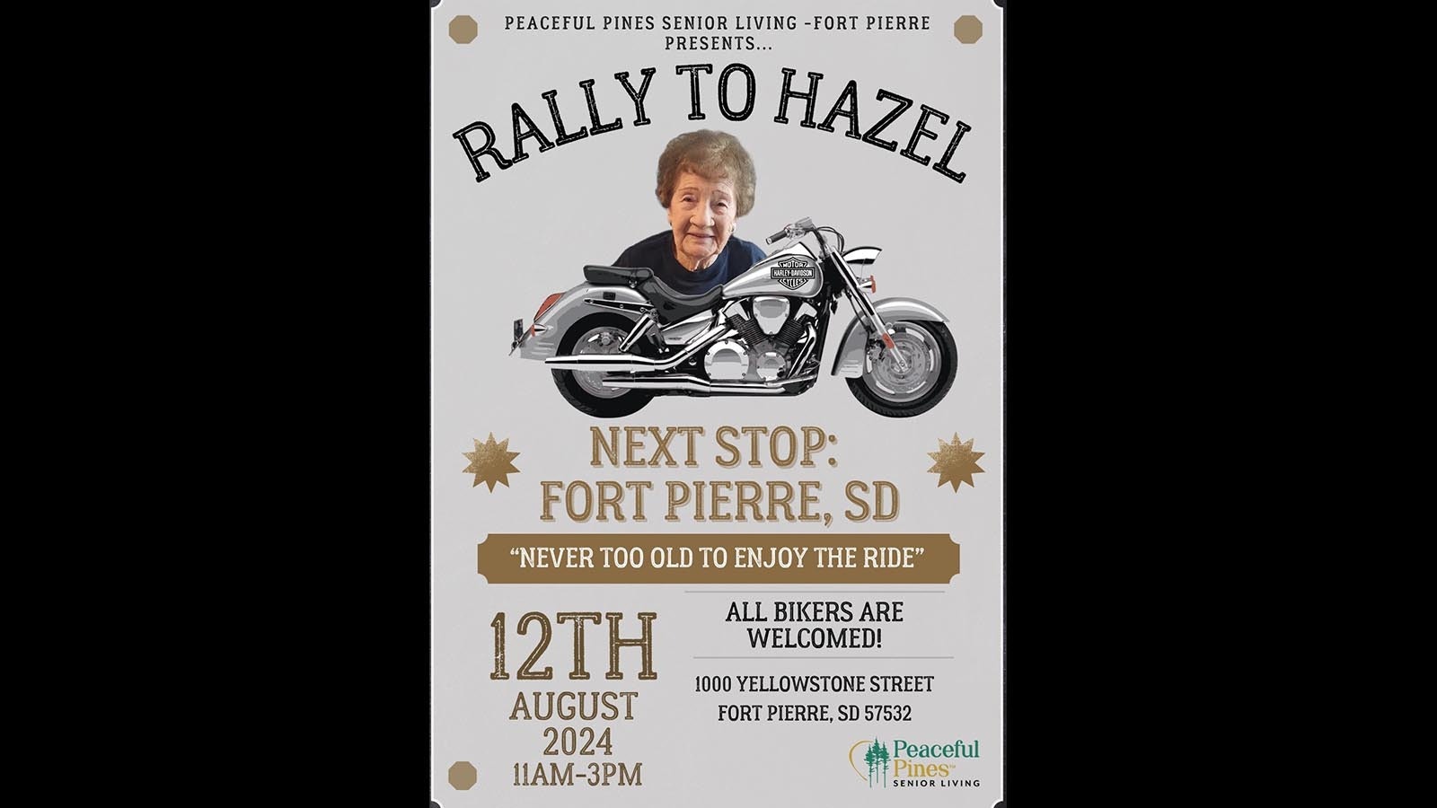 Hazel Baumberger is 108 and attended many Sturgis Motorcycle Rallies over the decades, including the first in 1938. Now unable to go anymore, her assisted living center wants to bring the rally to her.