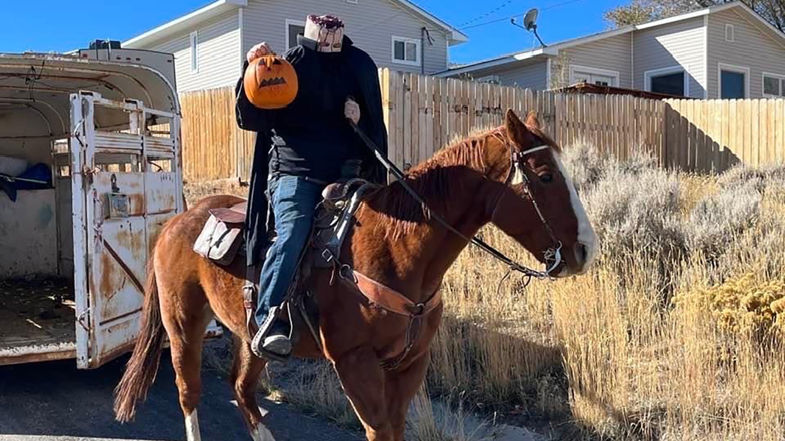 For the second year in a row, Colton Kraft rode through Green River as the Headless Horseman on his trusty horse Spudley on Tuesday. Most kids weren't afraid of him, though, as he hands out candy.