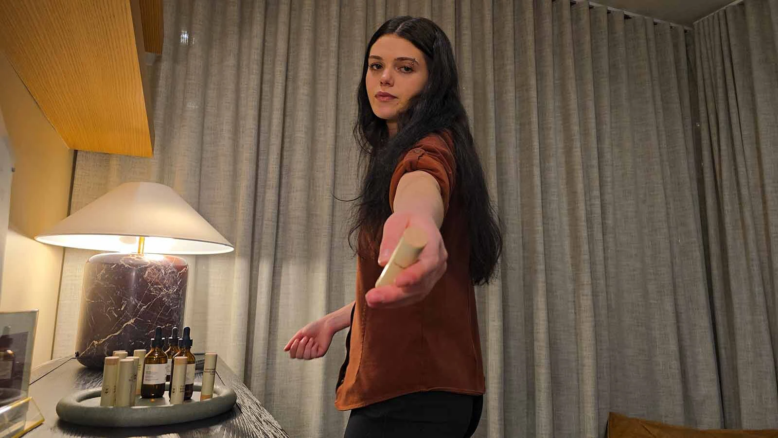 Andi Kerr hands an aromatherapy scent stick at the Ember Lilly Spa, which is part of the former Snow King Resort in Jackson, now known as Trailborn.