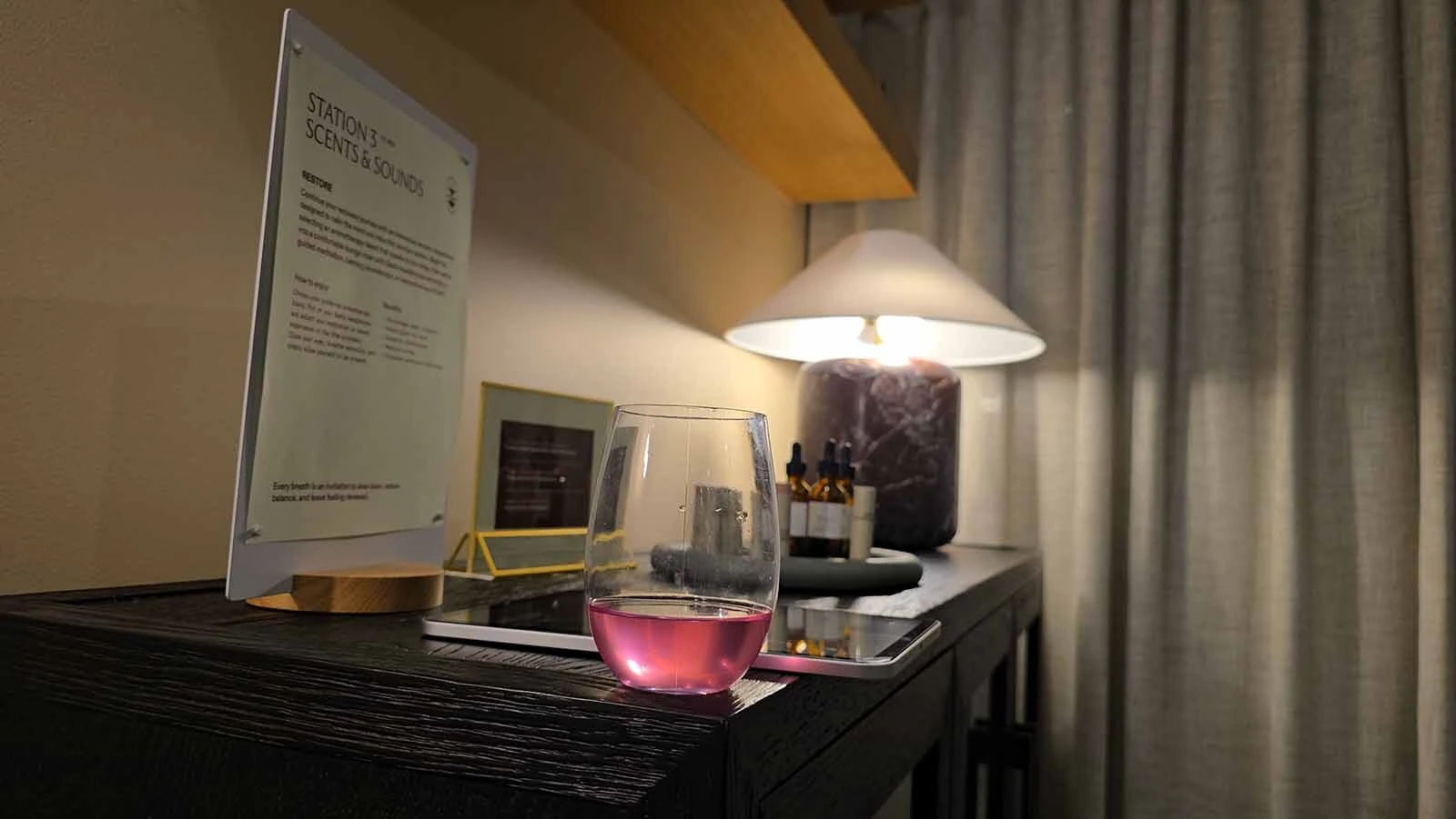 Pink electrolyte water is supposed to replace vital minerals that can be lost at high elevations. It's available at the Ember Lilly Spa, which is part of the former Snow King Resort in Jackson, now known as Trailborn.
