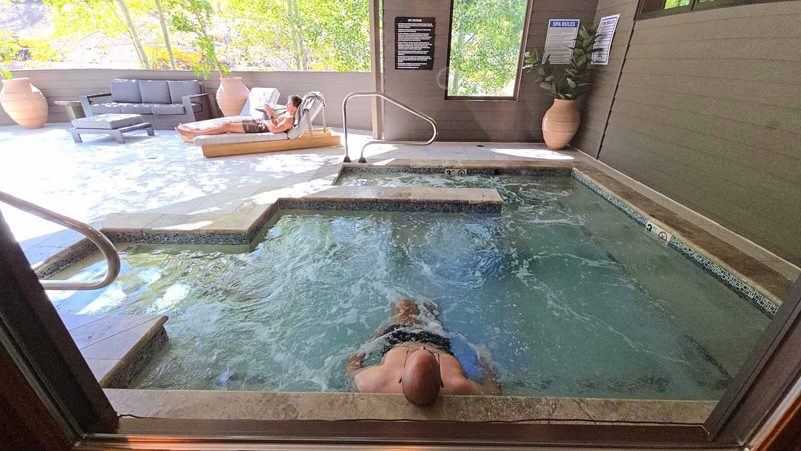 A large hot tub area is available at the Ember Lilly Spa, which is part of the former Snow King Resort in Jackson, now known as Trailborn.
