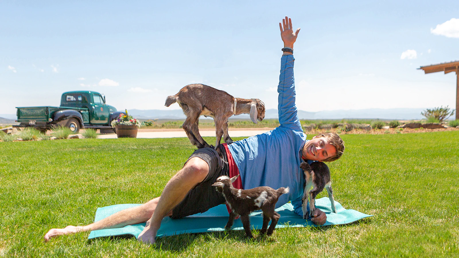 Yoga and goat yoga are among the wellness options that attract people to the Brush Creek Ranch near Saratoga looking for a Wyoming vacation while improving their health.