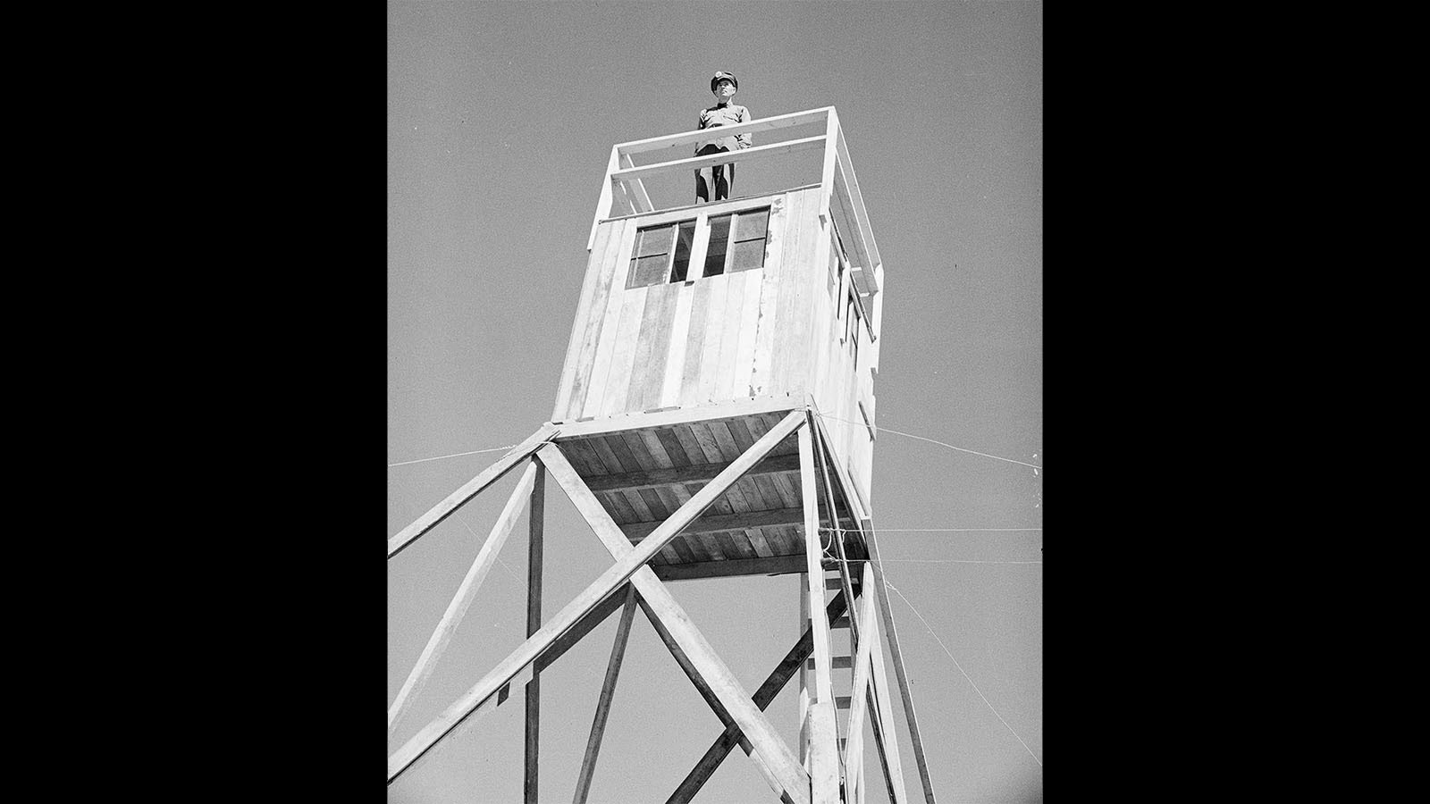 On of nine guard towers at the Heart Mountain Relocation Center.