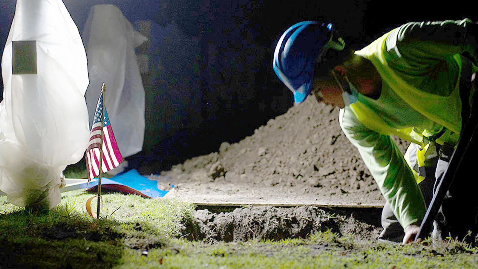 Staff with the American Battle Monuments Commission work in conjunction with members of the Defense POW/MIA Accounting Agency to exhume a casket during a disinterment at the Manila American Cemetery and Memorial in Manila, Philippines, March 1, 2023. Twenty two of the individuals recovered from the disinterment are part of the “Enoura Maru” project, which includes three POW transport ships used by Imperial Japanese forces throughout the second World War, known as “Hell Ships,” and over 400 unidentified sets of remains.