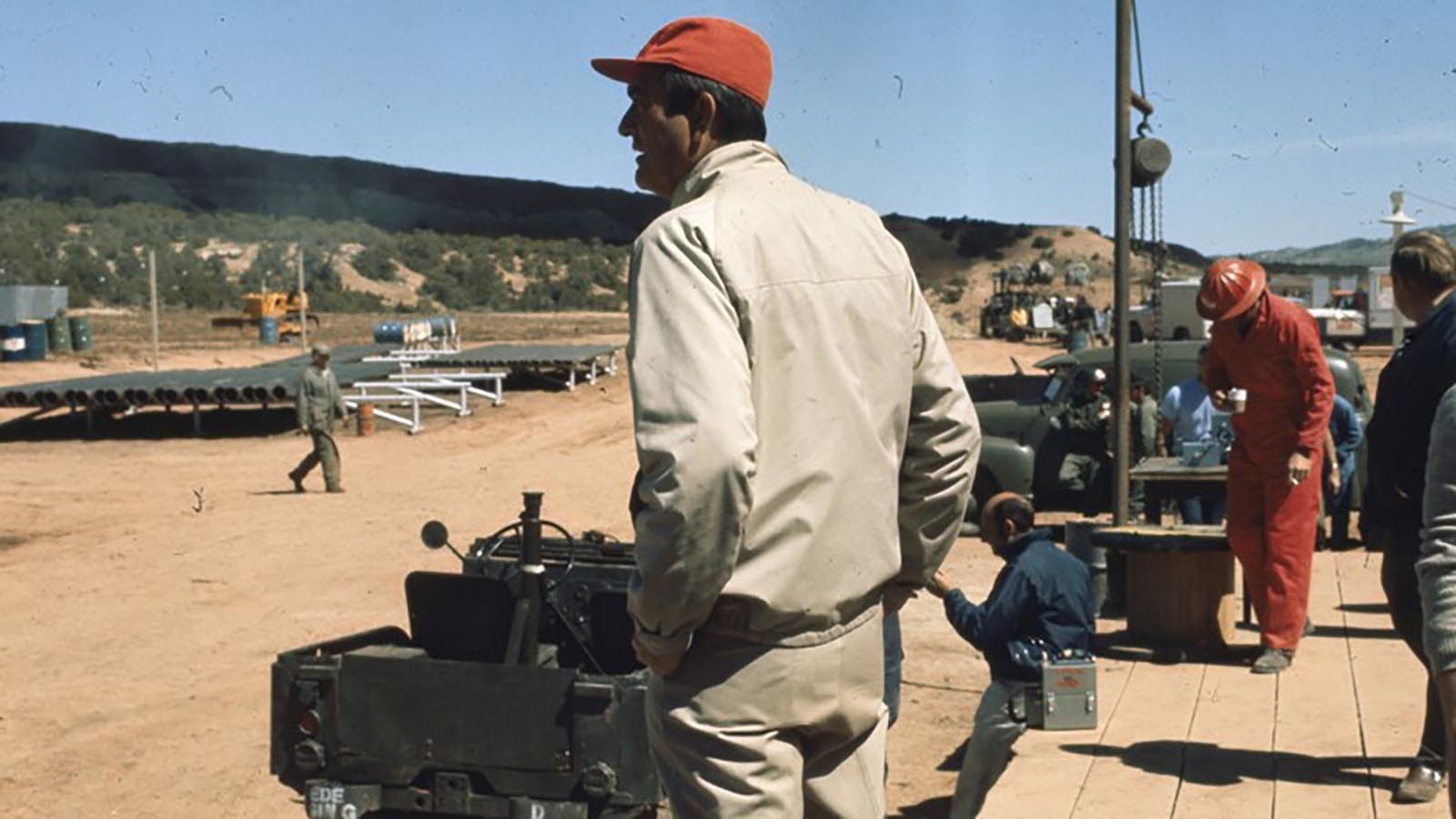 John Wayne checks out the set of the movie “Hellfighters” during filming in May 1968.