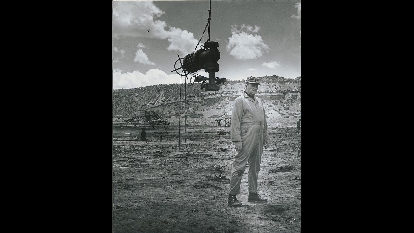 John Wayne poses on location of the movie “Hellfighters” shot at the Speas Ranch near Bessemer Bend southwest of Casper.