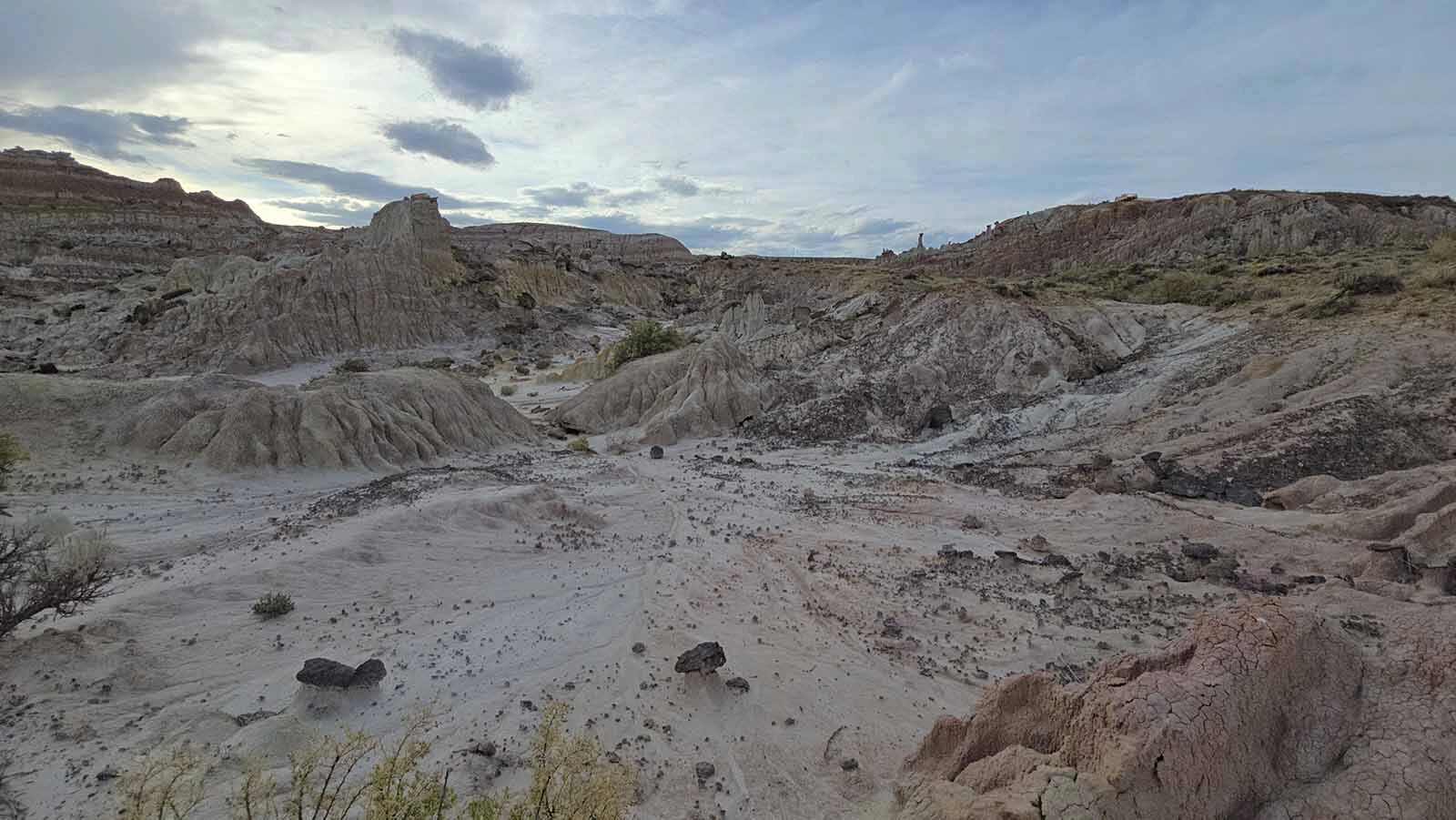 Wind, water and time have carved odd shapes into Hell's Half Acre, 40 miles West of Casper.