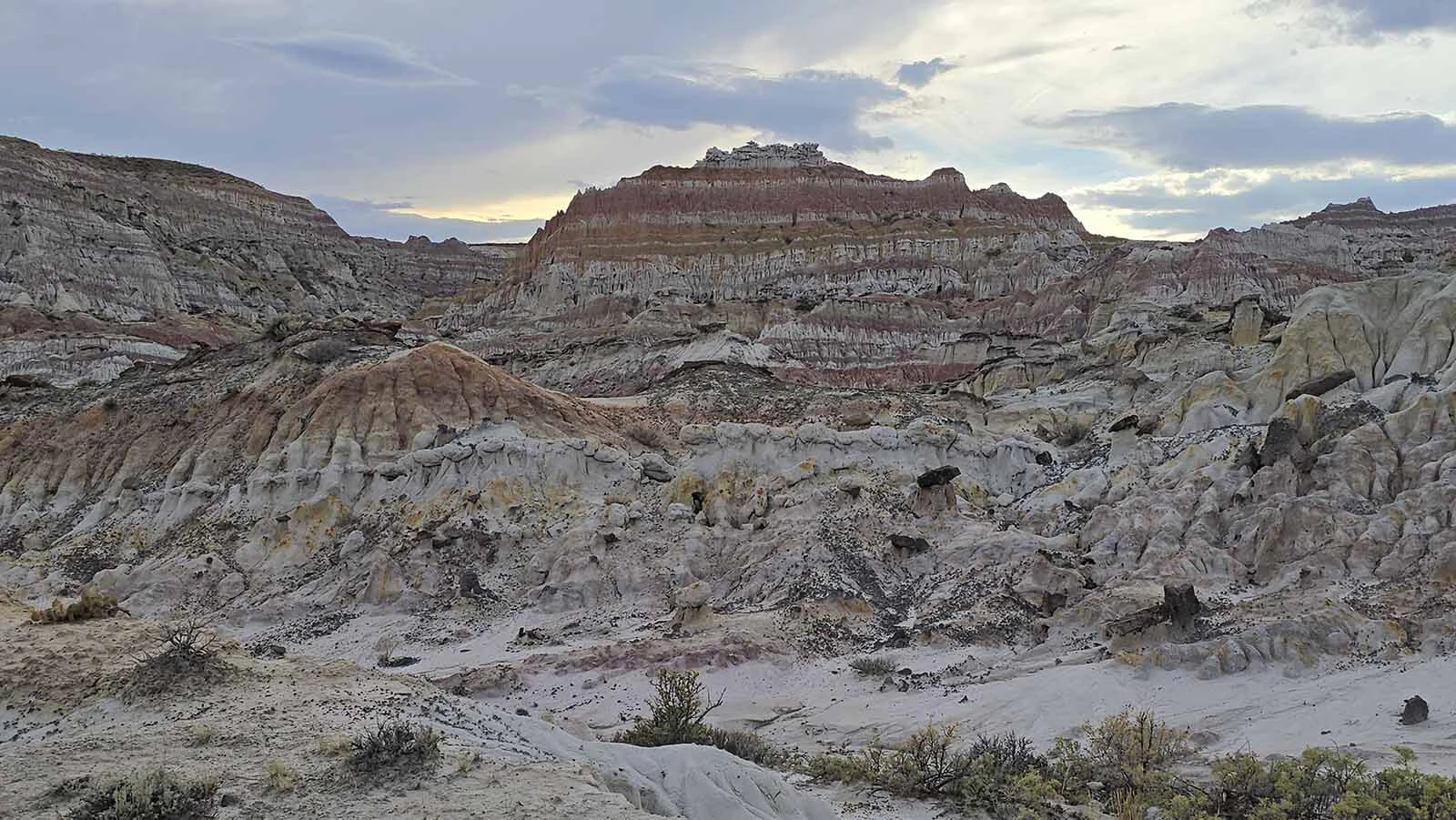The striataions in the rocks at Hell's Half Acre represent layers of time and changing environmental conditions.