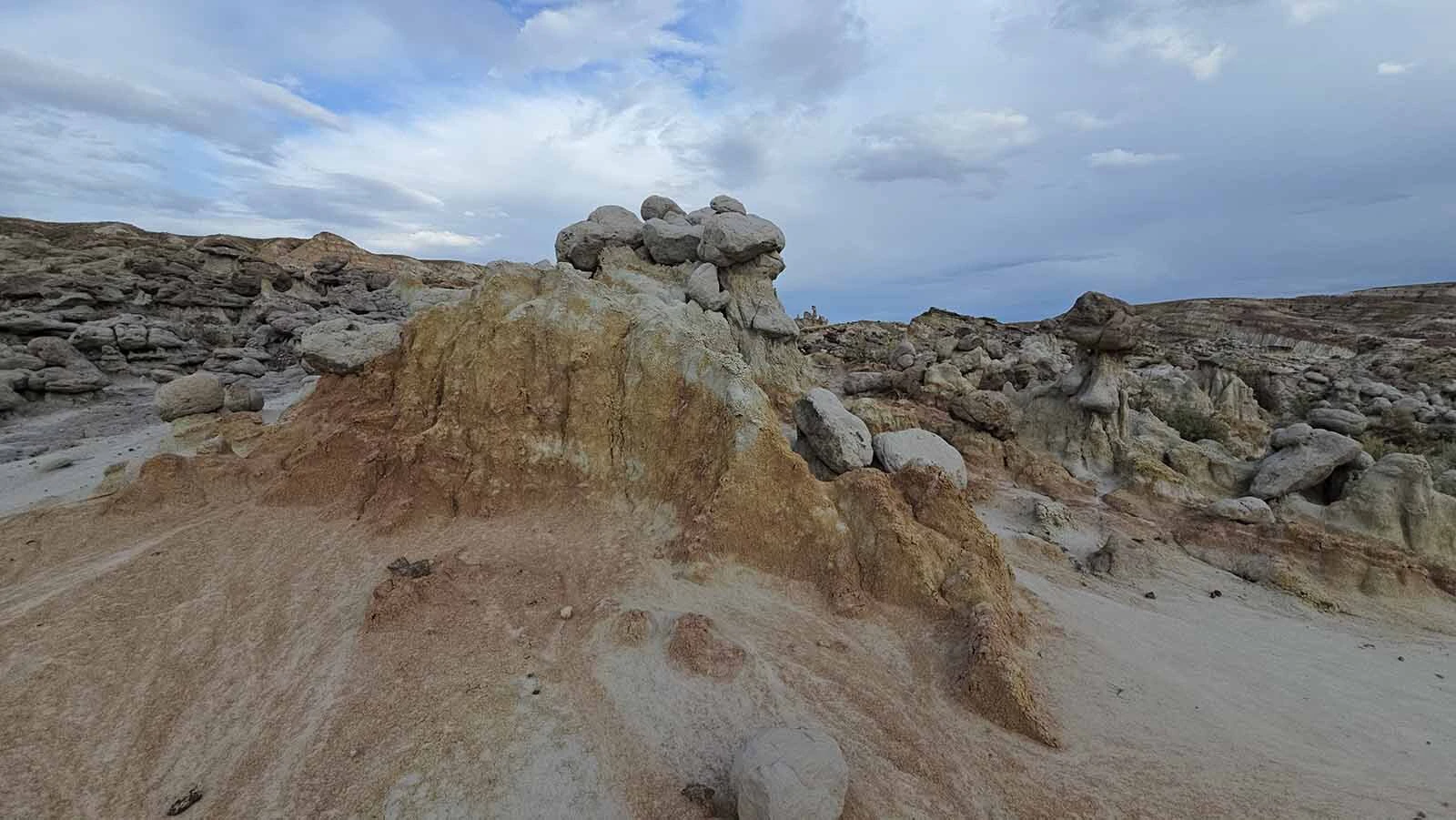 Wind, water and time have carved odd shapes into Hell's Half Acre, 40 miles West of Casper.