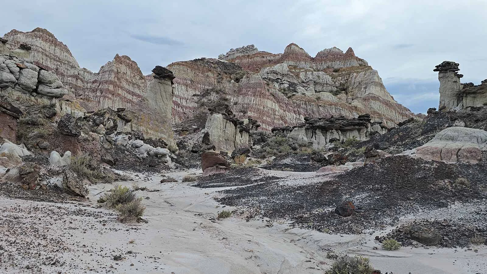 Wind, water and time have carved odd shapes into Hell's Half Acre, 40 miles West of Casper.