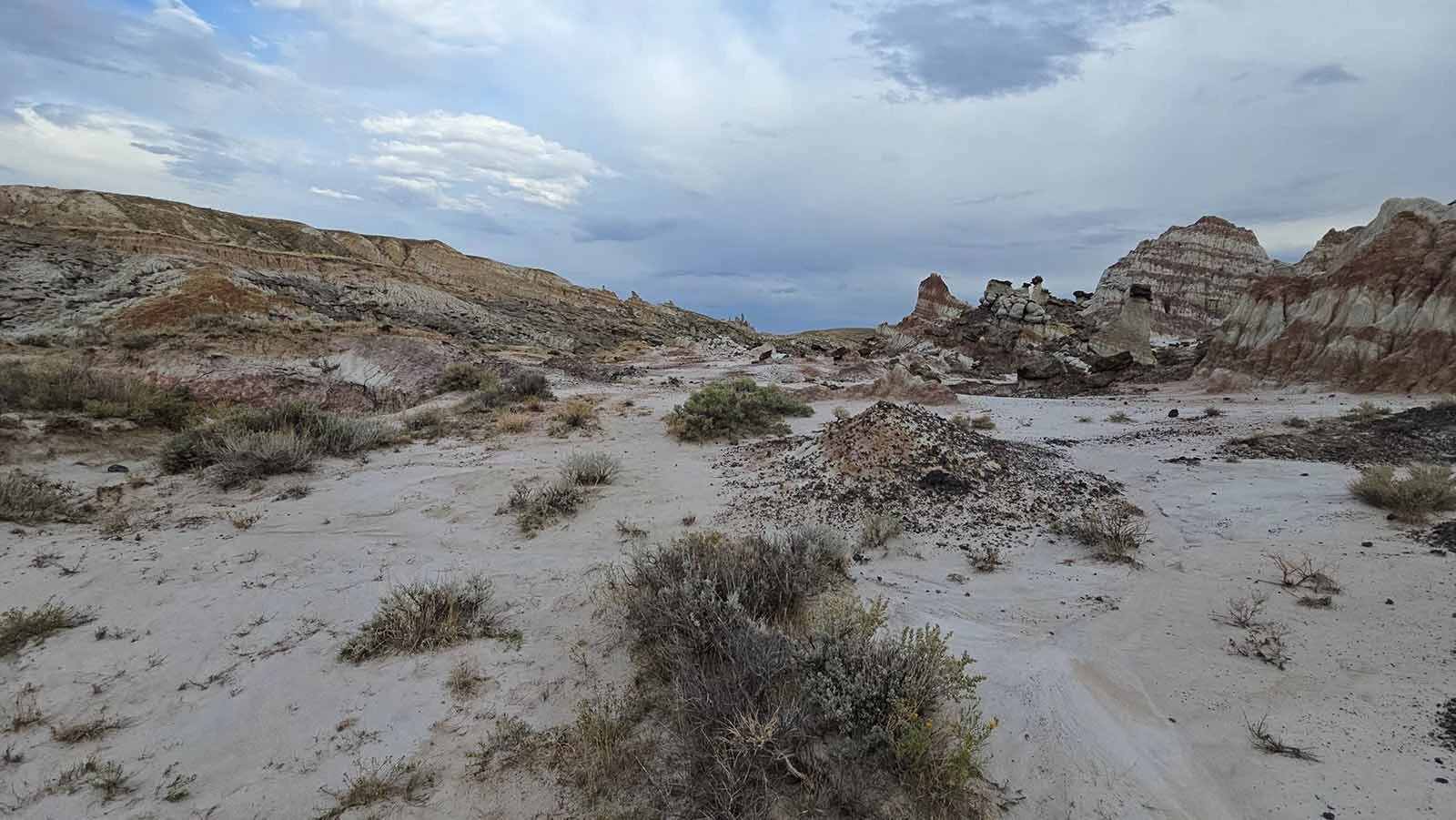 Wind, water and time have carved odd shapes into Hell's Half Acre, 40 miles West of Casper.