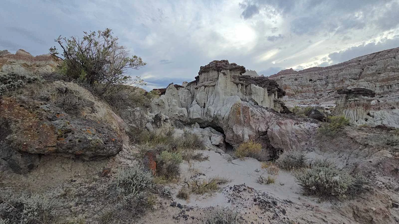 Wind, water and time have carved odd shapes into Hell's Half Acre, 40 miles West of Casper.
