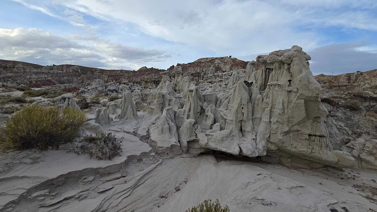 Changing light highlight different aspects of this mudstone sculpture at Hell's Half Acre, 40 miles West of Casper.