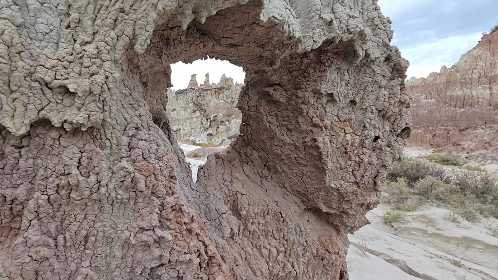 Wind, water and time have carved odd shapes into Hell's Half Acre, 40 miles West of Casper.