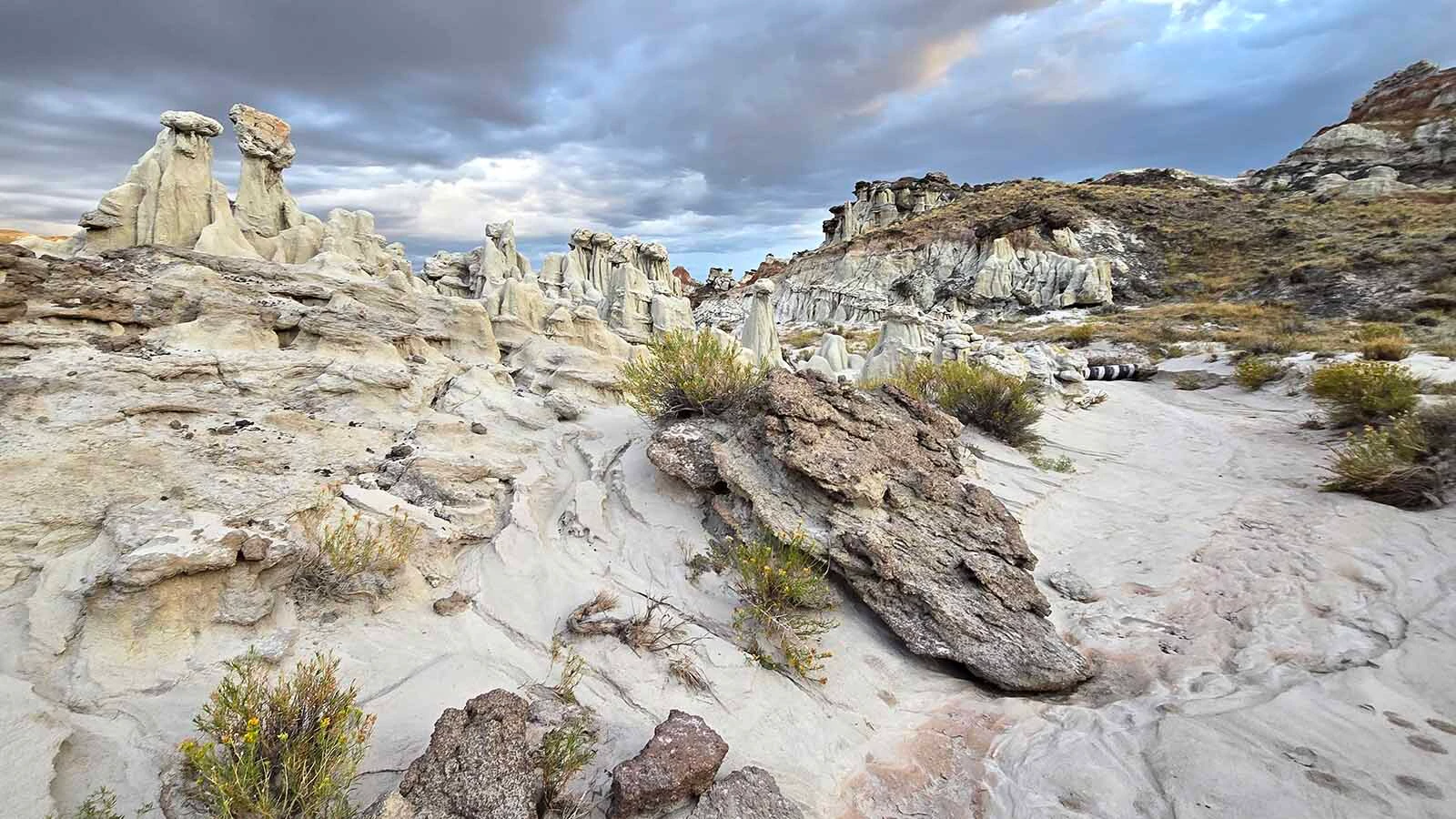 Wind, water and time have carved odd shapes into Hell's Half Acre, 40 miles West of Casper.
