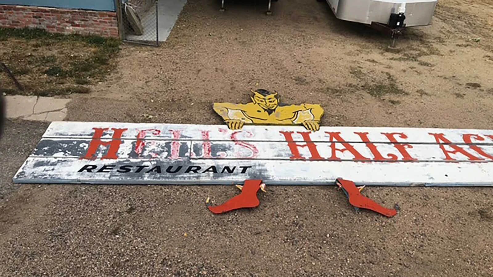 The Hell's Half Acre sign was so long, Casey Gillum had to break it down to transport it to his home in Pennsylvania's Wyoming Valley.