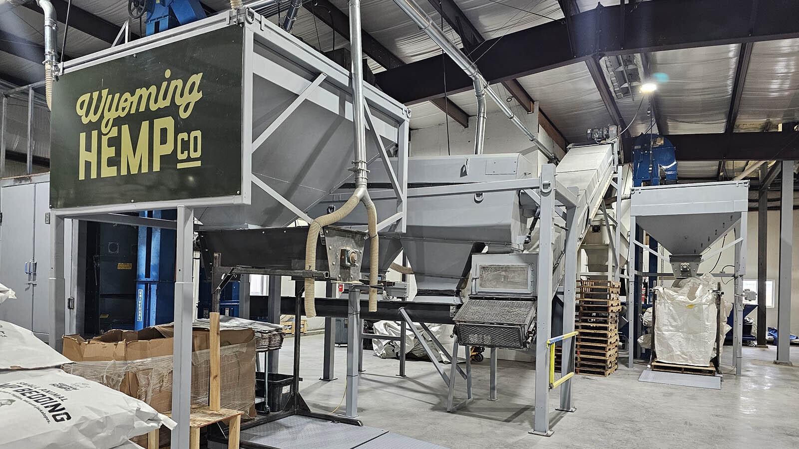 When Justin Loeffler saw how expensive machines to process hemp were, he worked with an engineer to design his own at a fraction of the cost. It's also a lot faster processing hemp, at 30 tons an hour.
