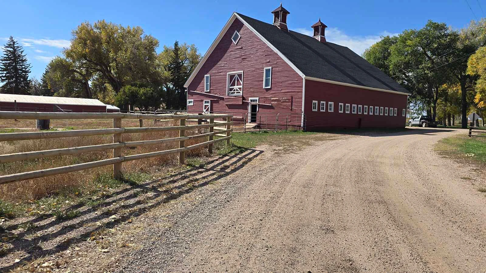 The horse barn at the historic Wyoming Hereford Ranch.