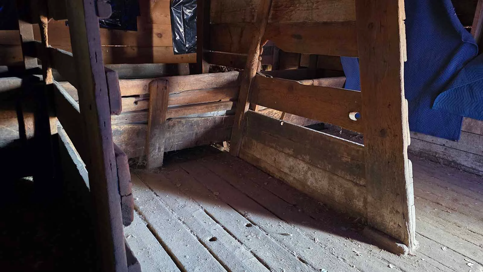 Inside the historic horse barn at Wyoming Hereford Ranch.
