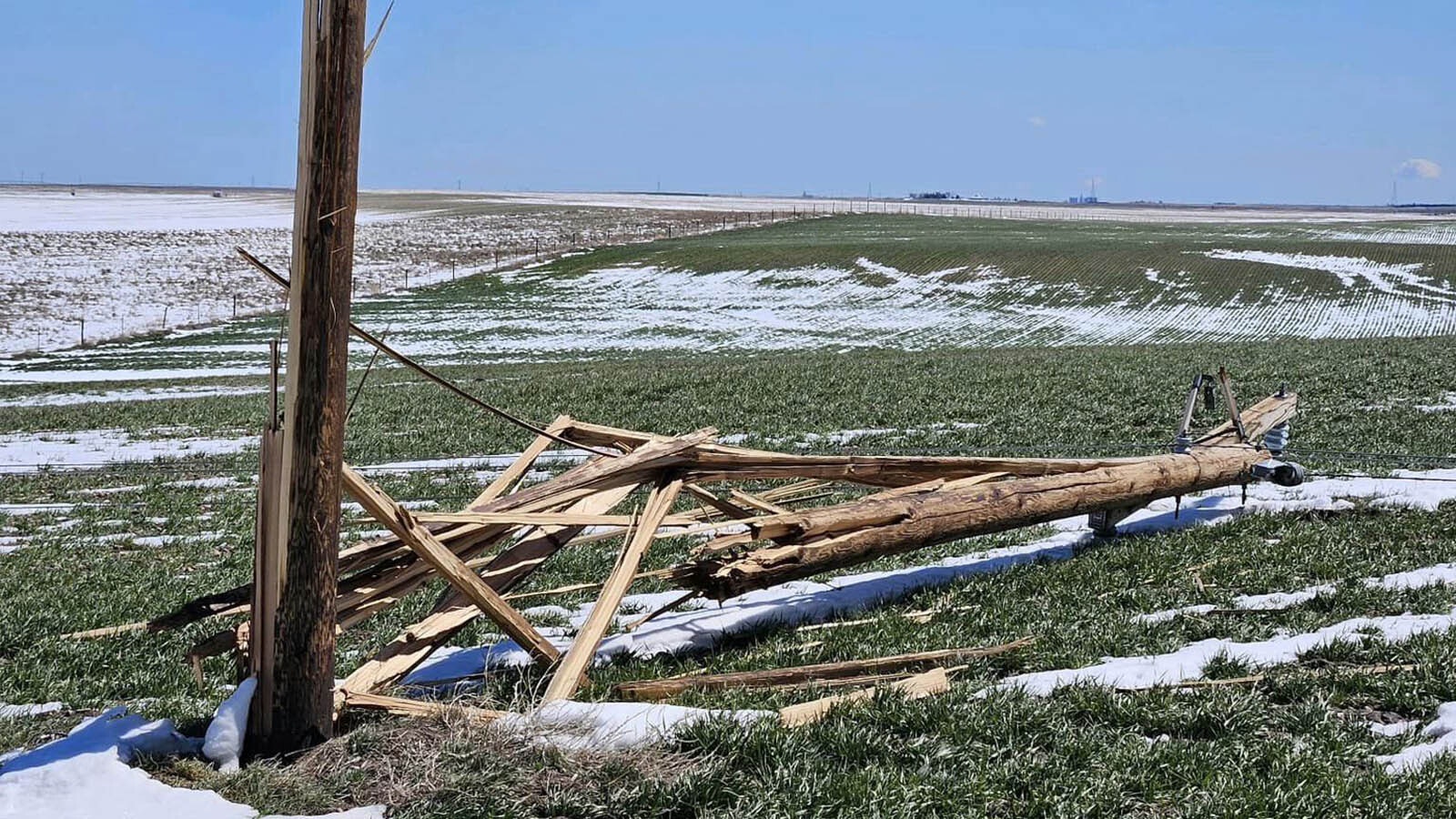 High West Energy in Pine Bluffs, Wyoming, has spent nearly two weeks repairing hundreds of power poles downed by a strong spring snowstorm across eastern Wyoming and western Nebraska.