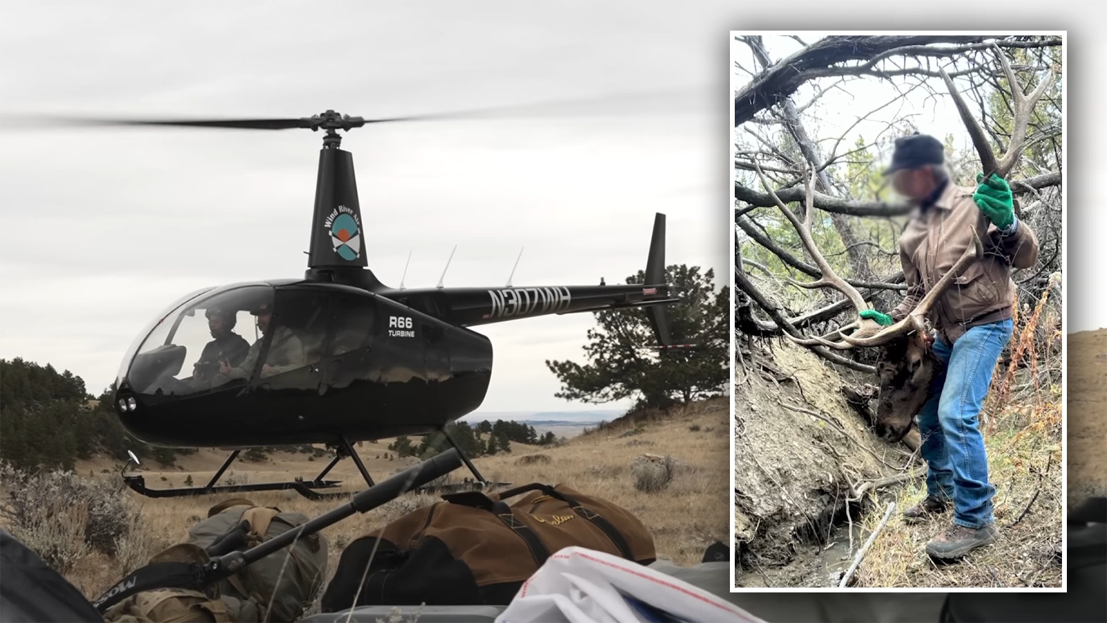 Hunters who used a helicopter to reach public land surrounded by private property in Johnson County say a rancher tried to steal an elk head and antlers from them. Brett D. DeLapp was charged with misdemeanor theft and pleaded not guilty.