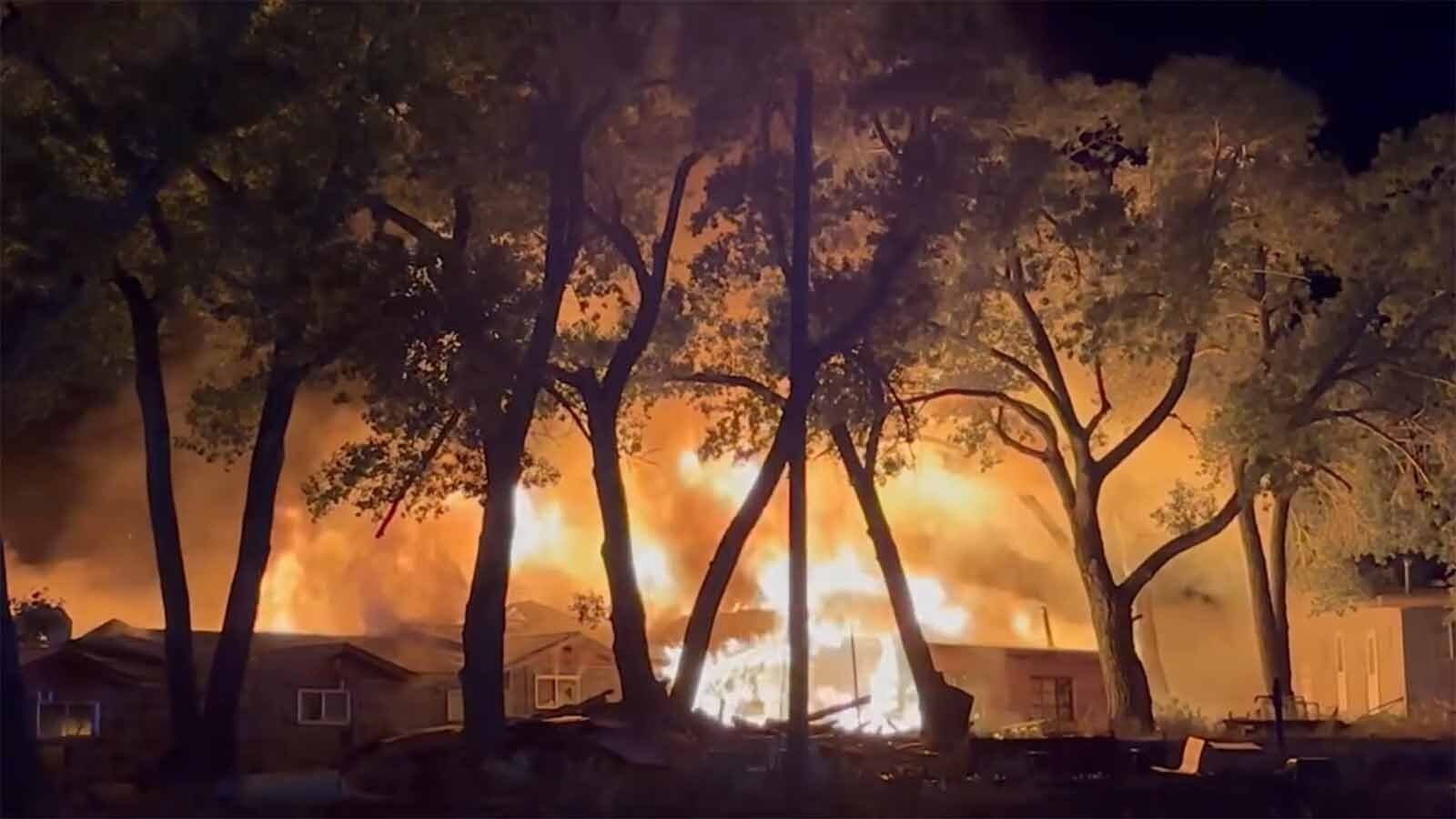 One of the buildings of the defunct Hillcrest Motel in Evanston, Wyoming, was destroyed Saturday in an early-morning fire. It’s the latest in what authorities say has been about eight fires in three years with the persistent squatter inhabitation at the motel complex.