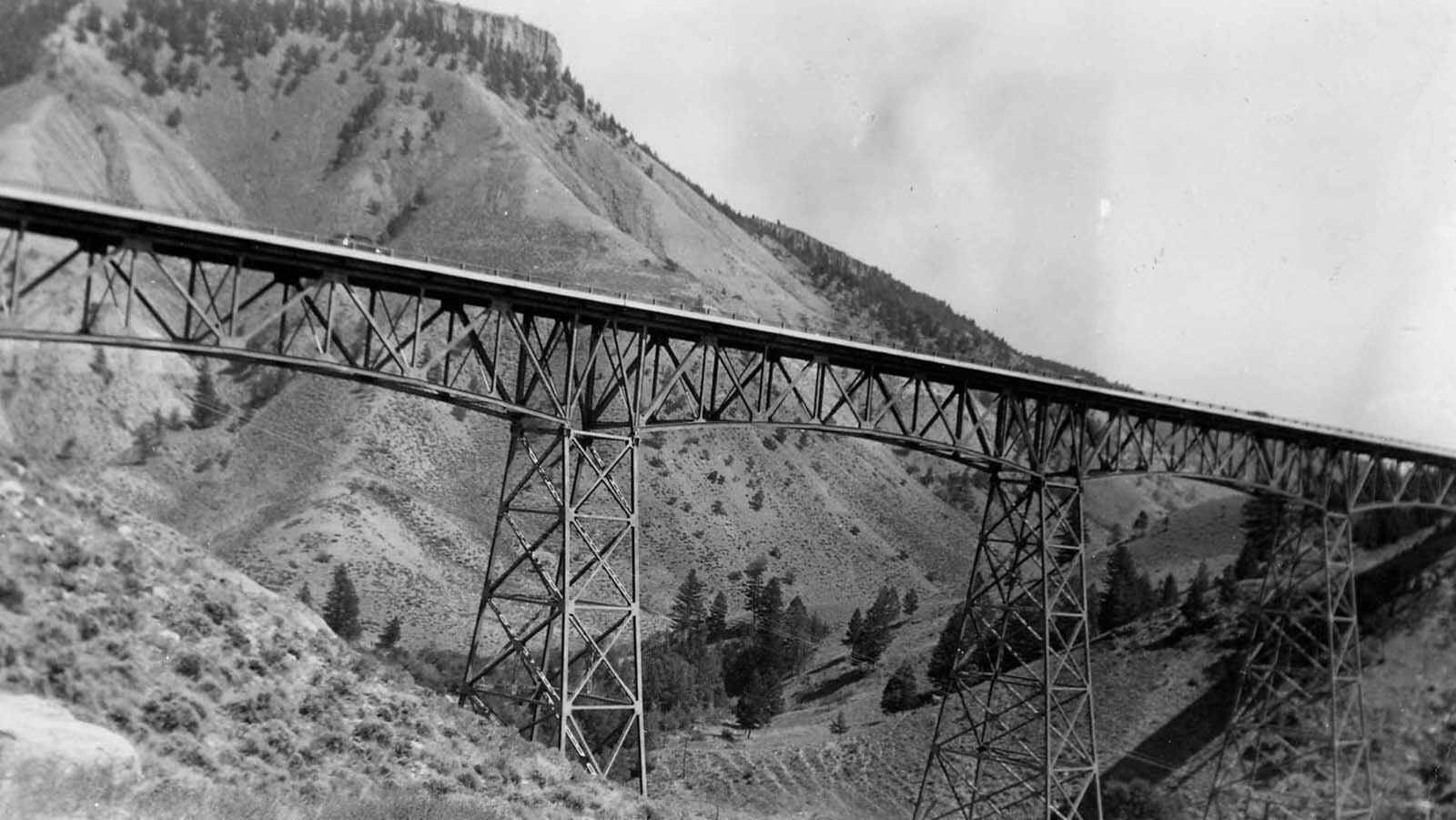 Clicking on the "Bridges of Park County" button on the historic maps page has links to historic photos of dozens of bridges, including the Gardner River Bridge in far northwest Wyoming near the Montana border.