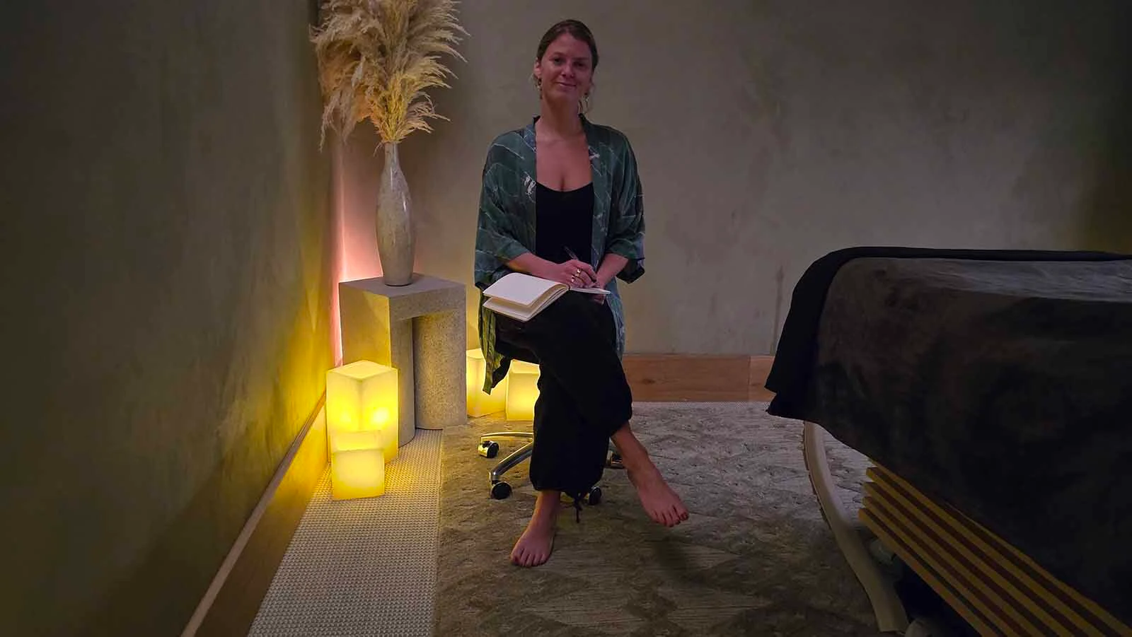 Grace Donohue does Reiki sessions at the Hoback Club.