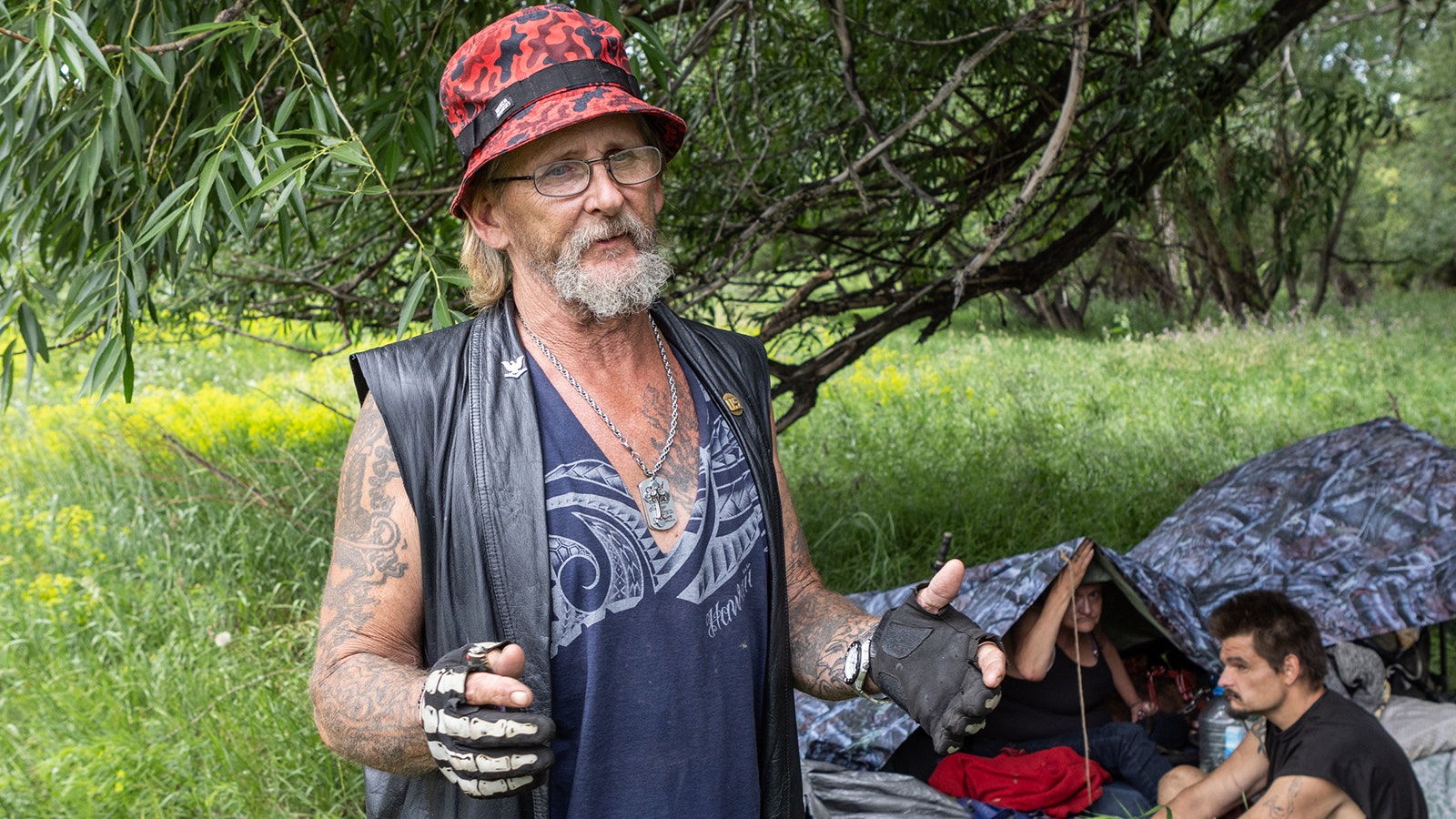 Robert Holcomb is one of the people living in a homeless camp along Crow Creek near the Trail's End area and Morrie Avenue in Cheyenne, Wyoming.