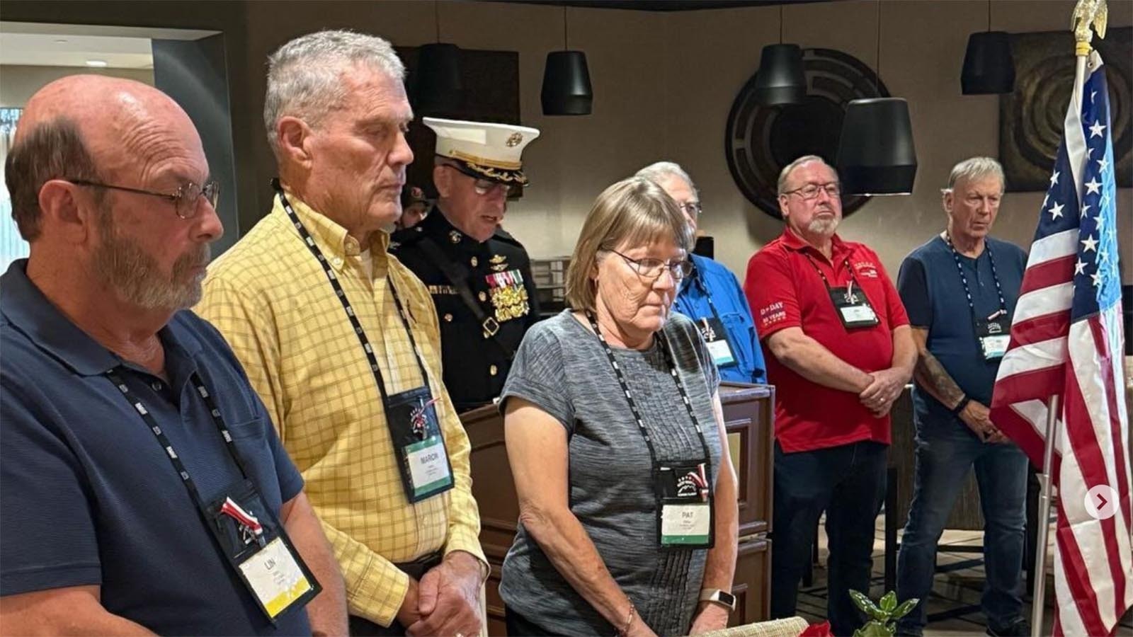 Members of the Rocky Mountain Honor Flight took part in a POW/MIA ceremony as part of their trip.