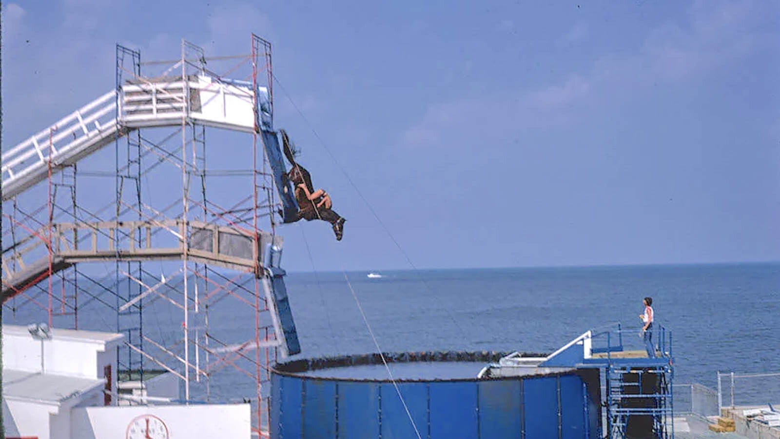 A horse takes a practice dive at Atlantic City's Steel Pier Park in 1978.
