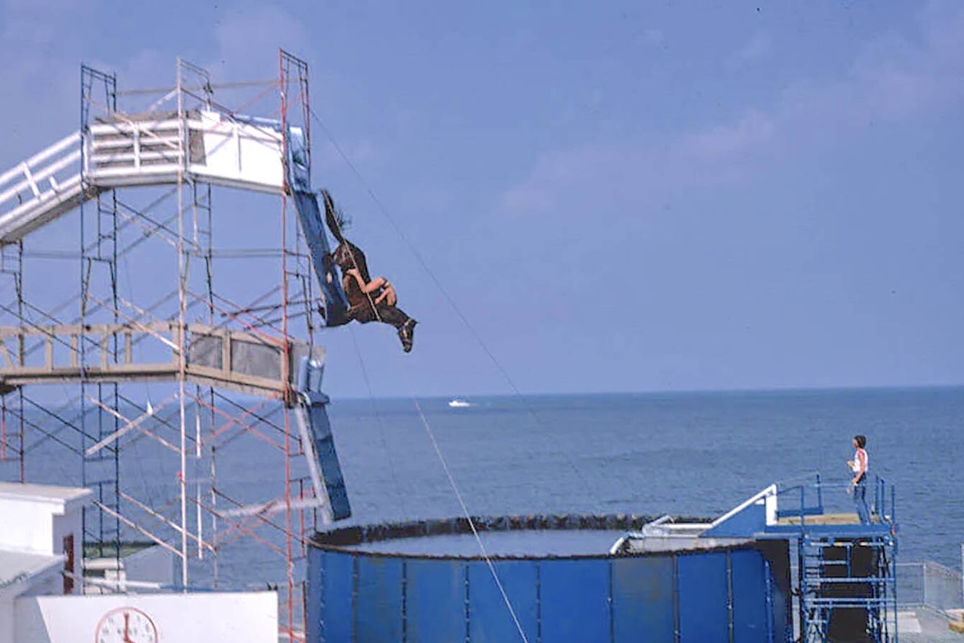 A horse takes a practice dive at Atlantic City's Steel Pier Park in 1978.