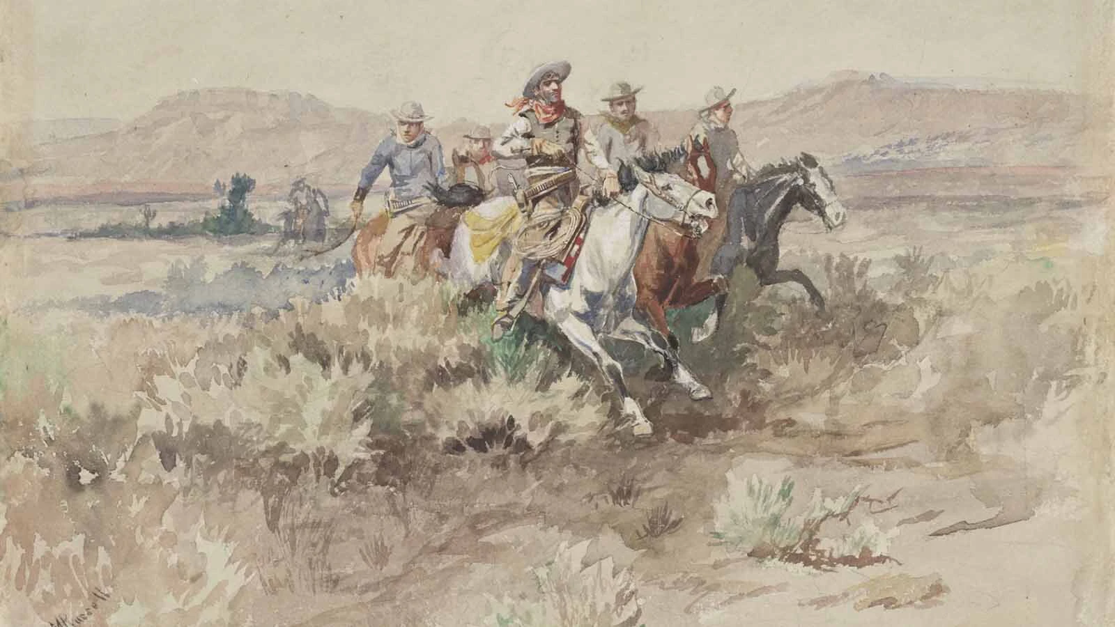 In the late 1800s, artists depicted the outlaws who ranged the lawless western lands. In Crook County, the Axelby Gang trailed herds of horses along the Horse Thief Trail and had a network of hideouts. They were known to be in Devil’s Tower area and a cabin on the Cross Anchor Ranch was believed to be a haunted hideout of the infamous outlaws.