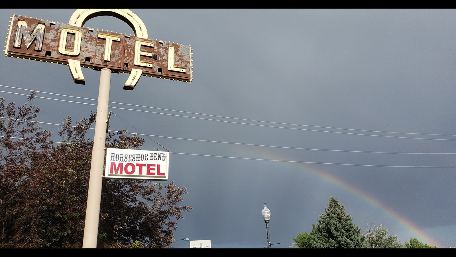 The Horseshoe Bend Motel's sign in Lovell, Wyoming.