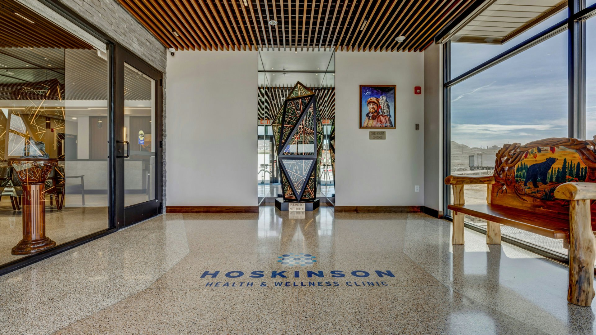 Photo of the Hoskinson Health Wellness Clinic building lobby.