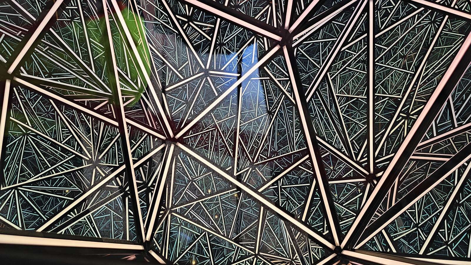 Looking down inside the infinity statue in the entry way of Hoskinson Health & Wellness Clinic in Gillette, the viewer sees a never-ending universe of abstract shapes.