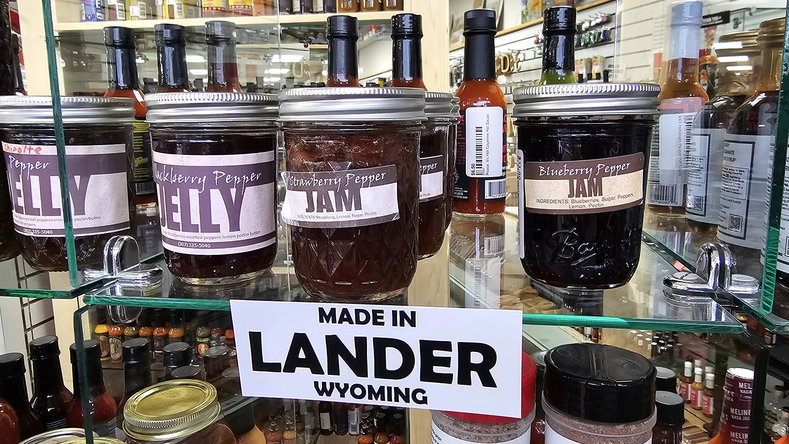 One section of the store is devoted to hot sauces and other hot food products made in Wyoming.