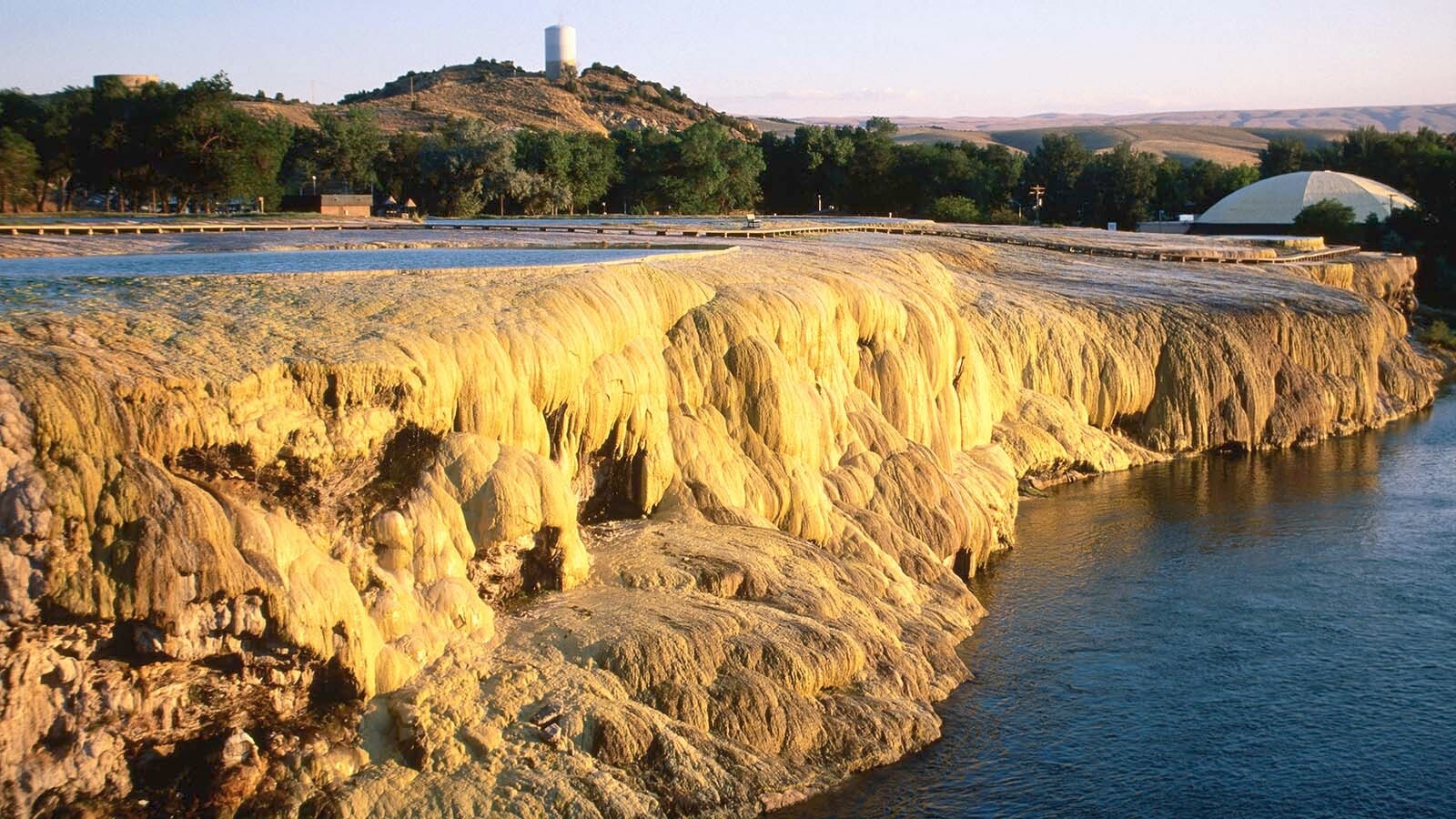 Mineral formations at the hot springs in Thermopolis, Wyoming, which claims it has the "world's largest."