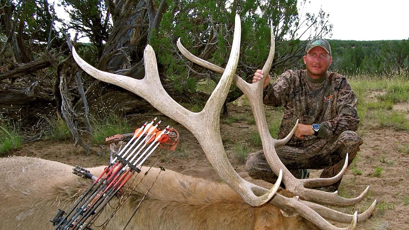 Even when it’s blazing hot, it’s possible to have a successful archery hunt. Prominent Wyoming outdoorsman Guy Eastman bagged this huge New Mexico elk in 90-degree weather.