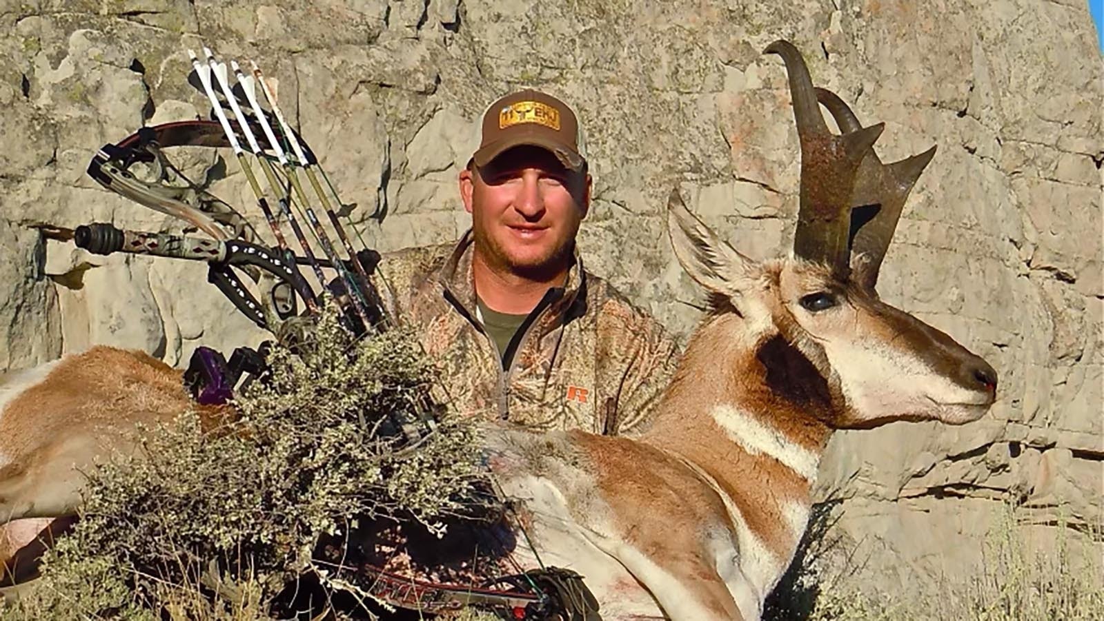 Even in blazing heat, it’s possible to have a successful archery hunt, said prominent Wyoming Outdoorsman Guy Eastman. He bagged this Wyoming antelope in 90-degree heat.