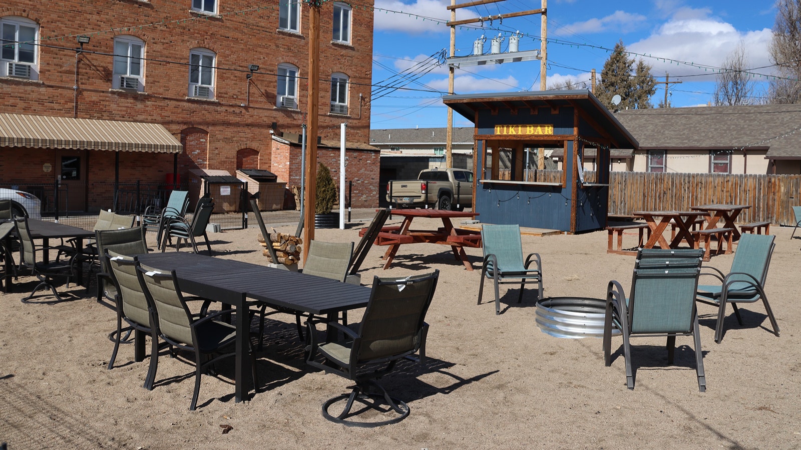 The hotel offers an outdoor space in the summer for concerts and for parents to sip a drink while kids play in the sand.