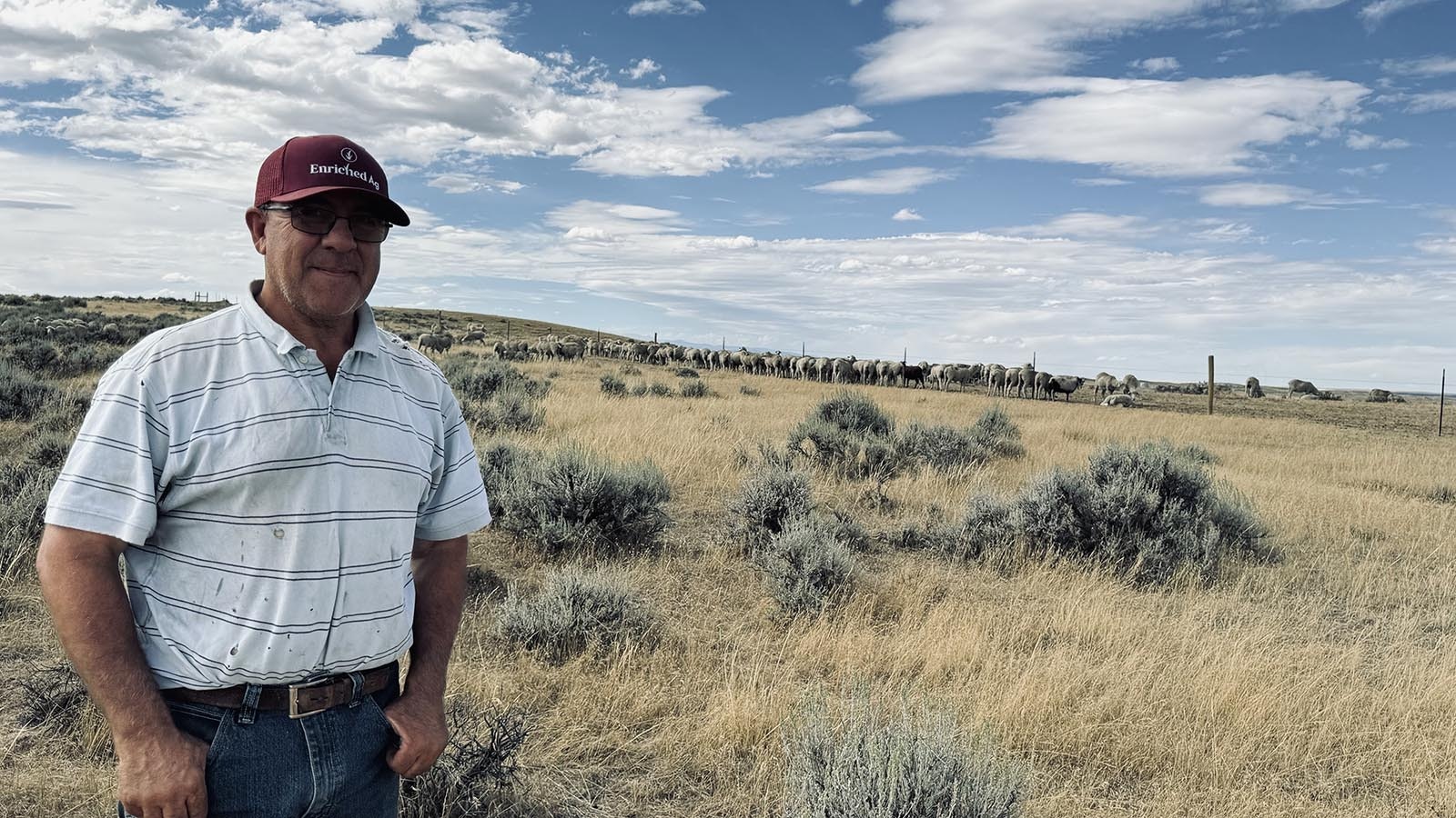 Vic Goni, a sheep rancher, near the area where his sheep normally graze. On Thursday, firefighters arrived on the plains behind him to extinguish the House Draw Fire off Buffalo Sussex Cutoff Road.