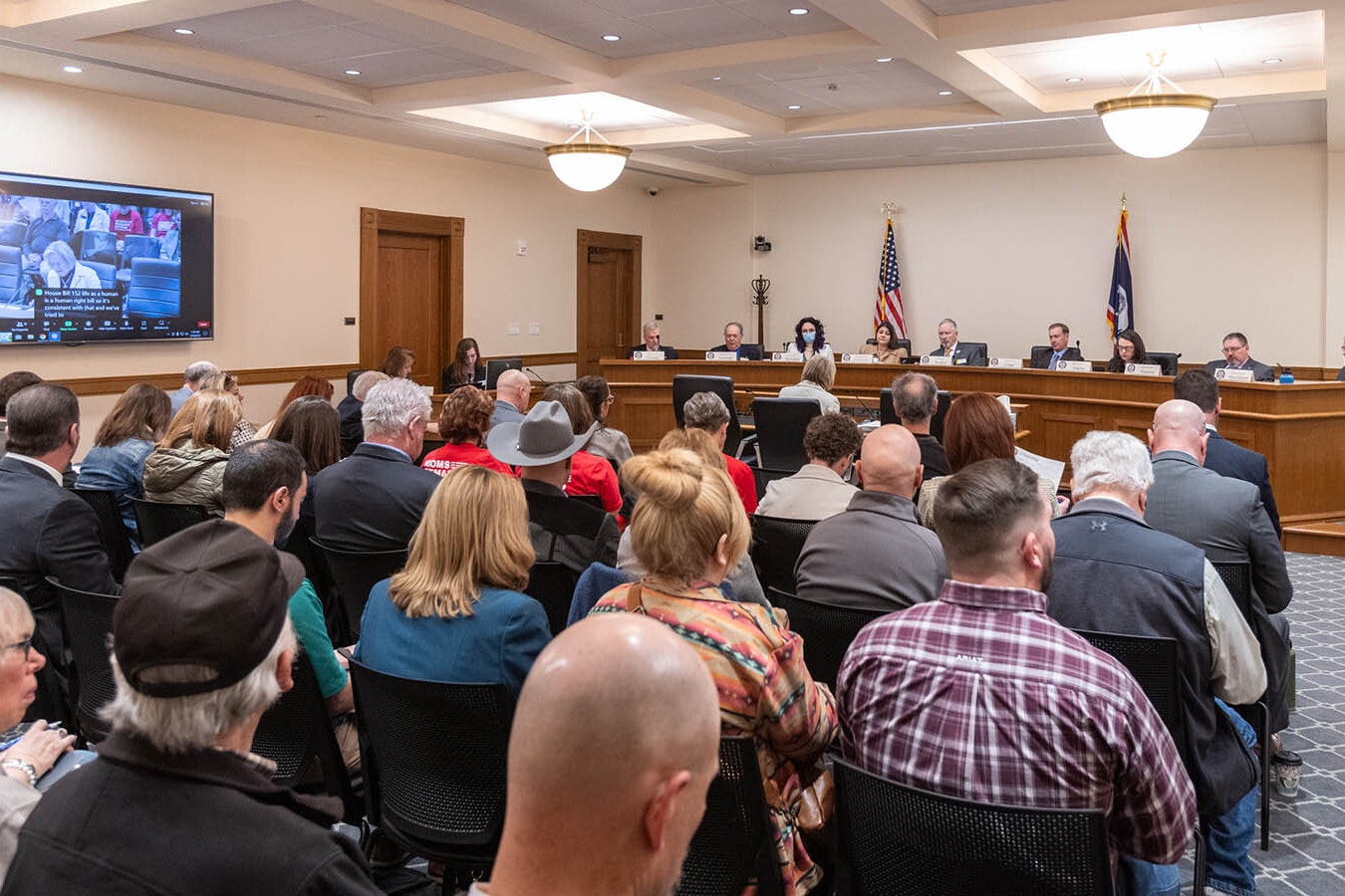 The House Judiciary Committee discuses House Bill 148, Regulation of Surgical Abortions, during a meeting Monday at the state Capitol in Cheyenne.